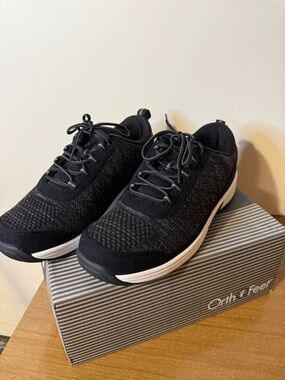 NEW IN BOX Orthofeet Lava 619 Shoes Mens Size 10.5 Black Mesh Walking Sneakers
